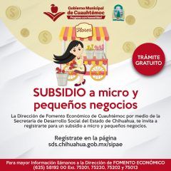 Coordina fomento económico del municipio de Cuauhtémoc subsidio a micro negocios.