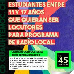 Convoca SPINNA Cuauhtémoc a adolescentes a participar como locutores