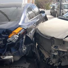 Accidente de tránsito sin lesionados en las calles 8ª y Guerrero de la zona centro