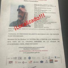 Localización de persona reportada desaparecida
