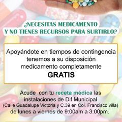 DIF Municipal de Cuauhtémoc dispone de medicamento gratuito