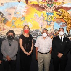 Devela instituto de cultura de Cuauhtémoc mural de la defensa de Tenochtitlan.
