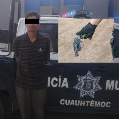 Detiene policía municipal a una persona por portación ilegal de arma de fuego