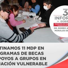 3ER. INFORME: CASI 11 MDP EN PROGRAMAS DE APOYO A GRUPOS EN SITUACIÓN DE VULNERABILIDAD.