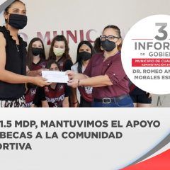 3er. informe: en becas y apoyos deportivos destinó gobierno municipal 2 millones 646 mil pesos este 2021.