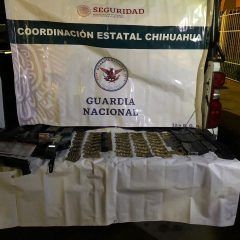 En San Juanito Chih, Guardia Nacional decomisa fusiles con mira telescópica, cartuchos útiles y cargadores