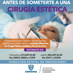 Exhortan a verificar certificación del Especialista en Cirugía Plástica, Estética y Reconstructiva antes de someterse a un procedimiento