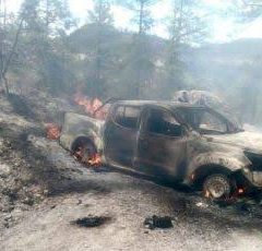 Enfrentamientos dejan 8 muertos 2 vehículos calcinados  en Guachochi, Chihuahua