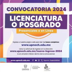 Lanza Upnech convocatoria para cursar alguno de sus programas de licenciatura o posgrado