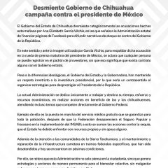 Desmiente Gobierno de Chihuahua campaña contra el Presidente de México