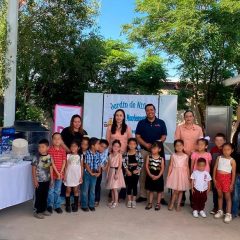 Entrega DIF Estatal equipo y módulo para preparación de alimentos en Jardín de Niños María Montessori de Santa Isabel