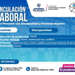 Anuncia Grupos Vulnerables vacantes laborales para personas mayores y con discapacidad