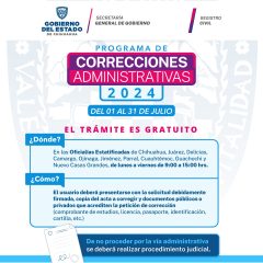 Invita Registro Civil a aprovechar el “Programa de Correcciones Administrativas 2024”