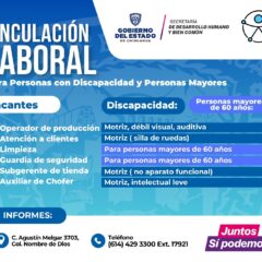 Beneficia Gobierno del Estado a 377 personas en condiciones de vulnerabilidad con vinculación laboral