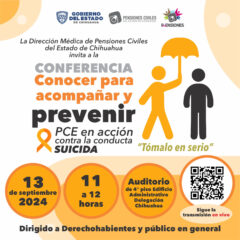 Invita Pensiones Civiles a la conferencia “Conocer para acompañar y prevenir el suicidio”