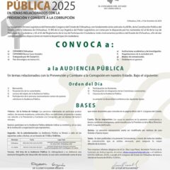 Este miércoles ocho de enero darán comienzo las Audiencias Públicas 2025 del Congreso del Estado.