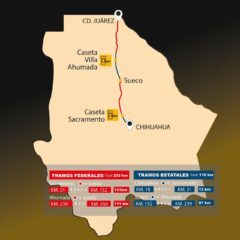 Informa SCOP límites de tramos estatales y federales en la carretera Chihuahua–Juárez