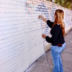 Participa Carla Rivas en jornada “Pinta tu escuela” en la Secundaria 3013 de Villa Juárez.