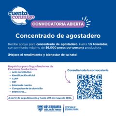 Abre convocatoria Desarrollo Rural para adquirir concentrado de agostadero.